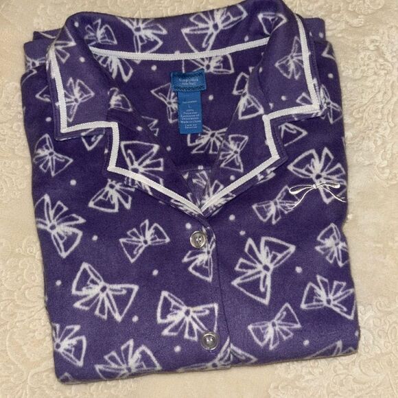 SimplyVera Vera Wang Pajama Set with White Bow Pattern - Picture 2 of 7